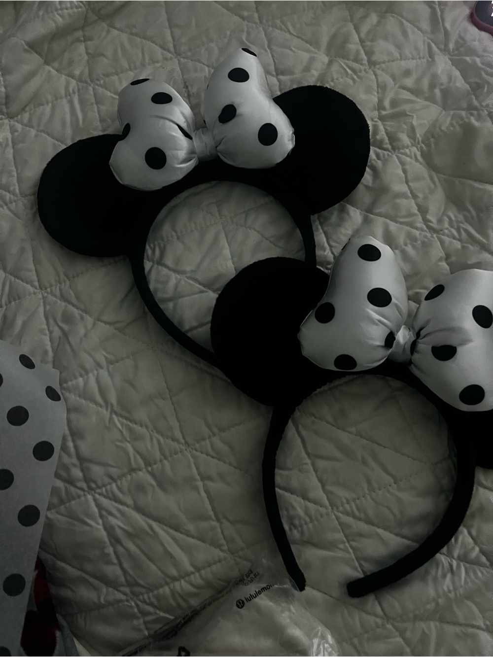 Homemade Black Minnie Ear Headband with White Polka Dot Bow - Costume